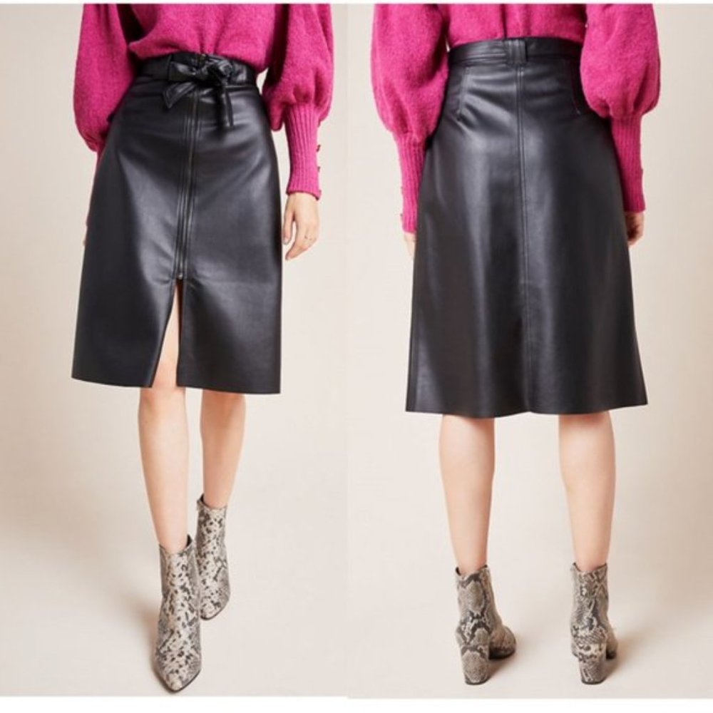 Anthropologie Marceline Faux Leather A-Line Skirt - Picture 2 of 2